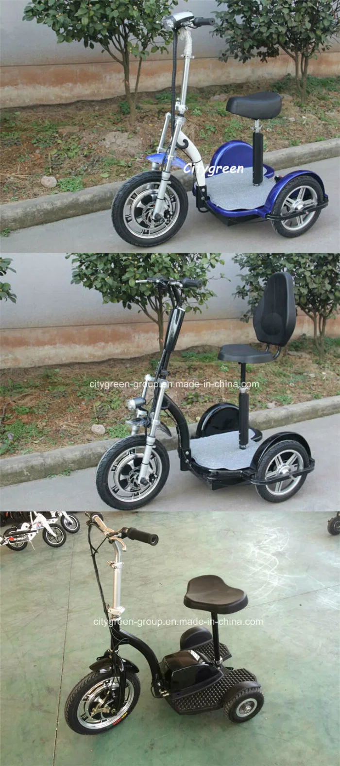 Cheap Lithium Battery Powered Three Wheel Electric Scooter for Adult