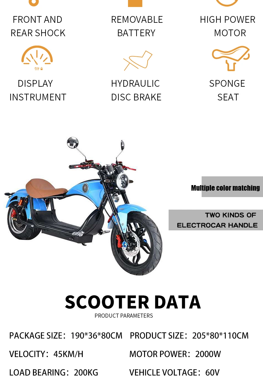 Customized Professional 2wheels Scrooser Citycoco City Bike Electric Scooter for Adult