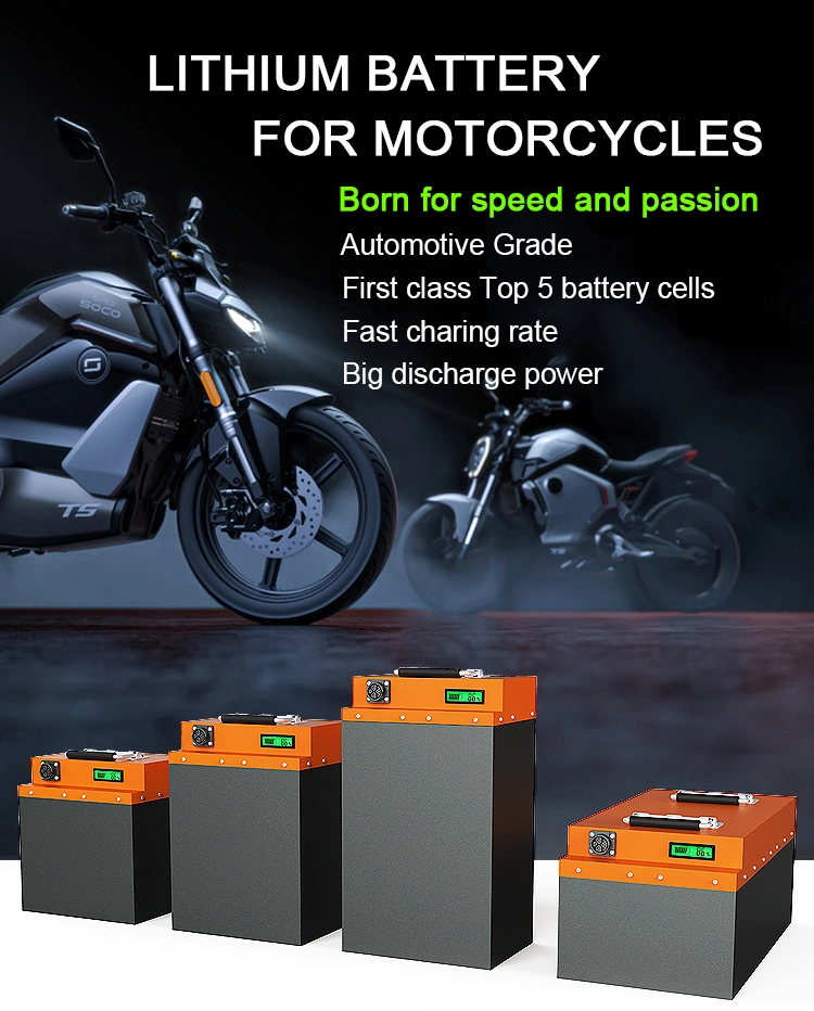 Deep Cycle A Grade Customized 48V 60V 72V Electric Bike Scooter Battery Rechargeable Lithium Battery with BMS