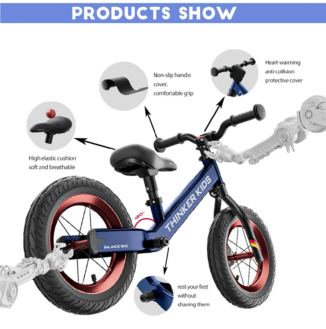 High Carbon Steel Baby No-Pedal Kids&prime; Balance Bikes 12 Inch for Children