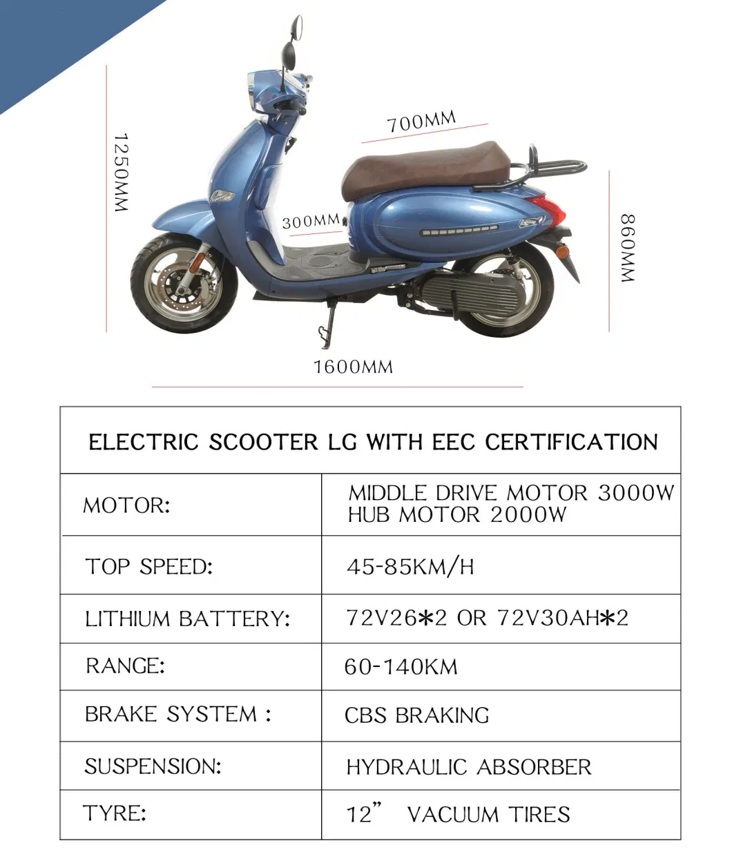High Quality Affordable Electric Scooter Bike with 2000W-3000W Motor