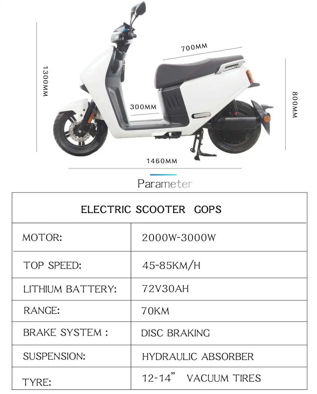 High Power City Bike Top Speed 85km/H Electric Scooter