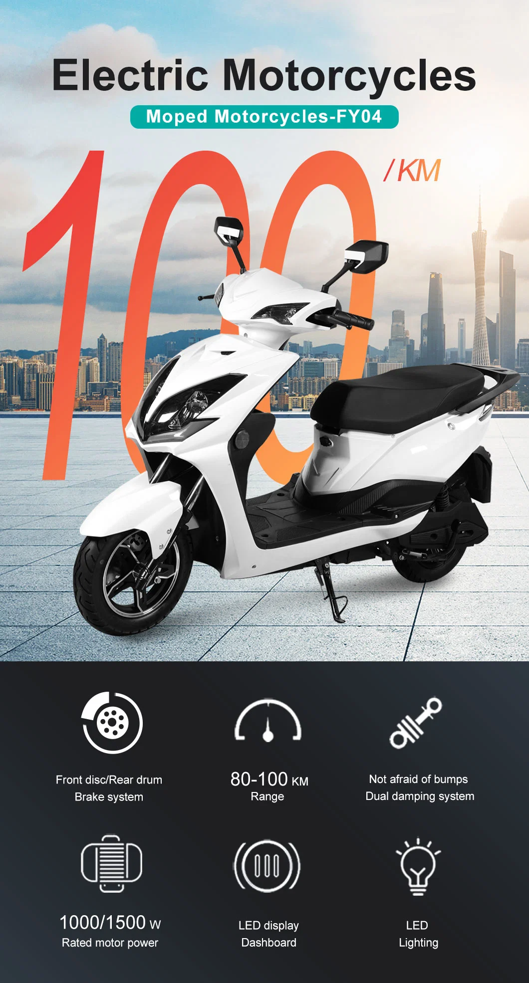 City Bike 1000W/1500W/2000W Motor E Scooters Power Electric Motorcycle Electrical Bicycle Adult