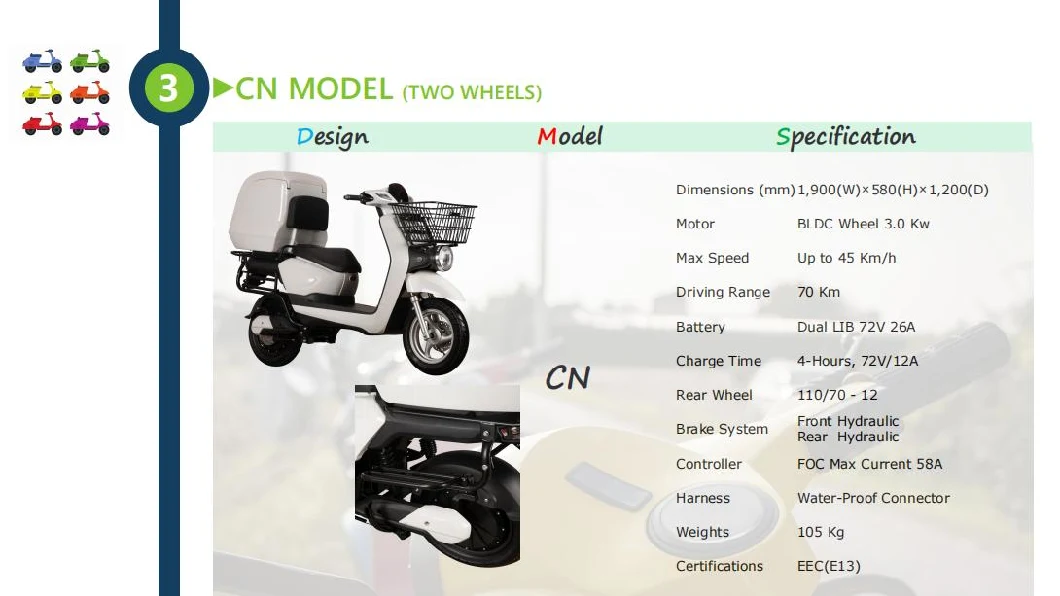 3000W EEC Three Wheel Big Power Electric Lithium Bicycle