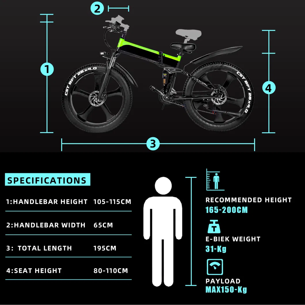 21 Speed 26&quot; 48V 350W Electric Bicycle Folding Ebike Mountain Road Bike for All Adult