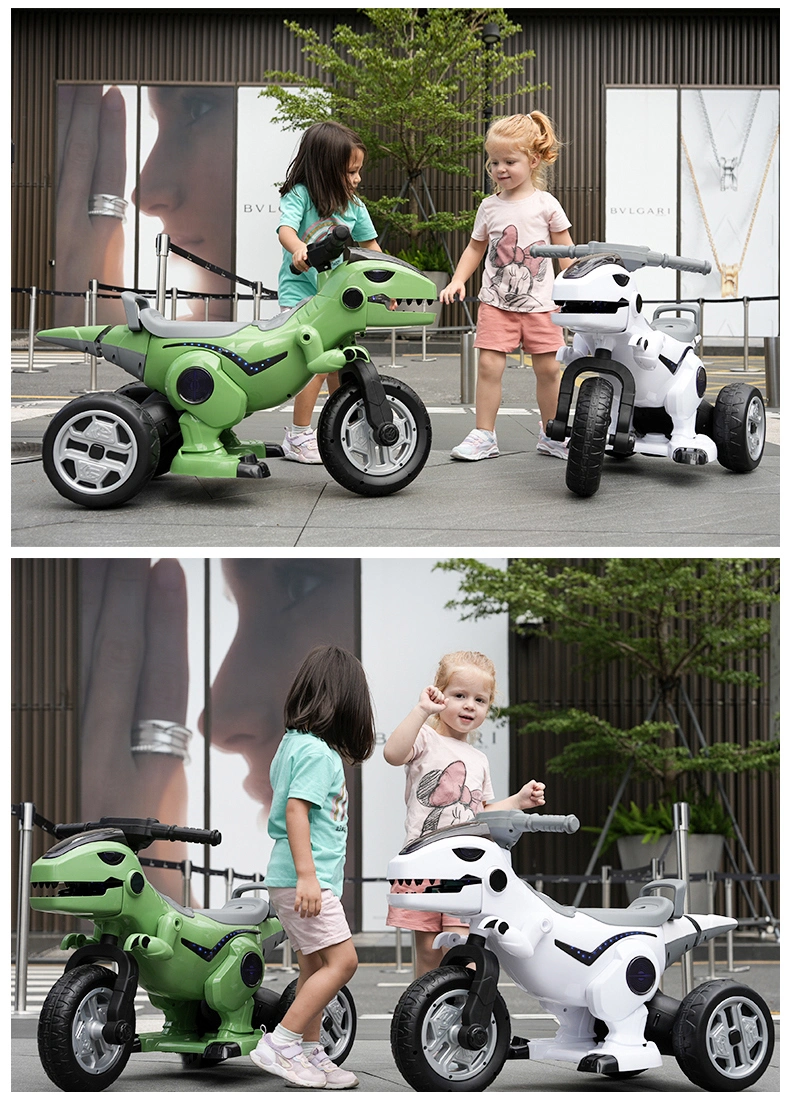 New Dinosaur Simulation Sound Effect Three Wheel Anti Rollover Children&prime; S Electric Motorcycle