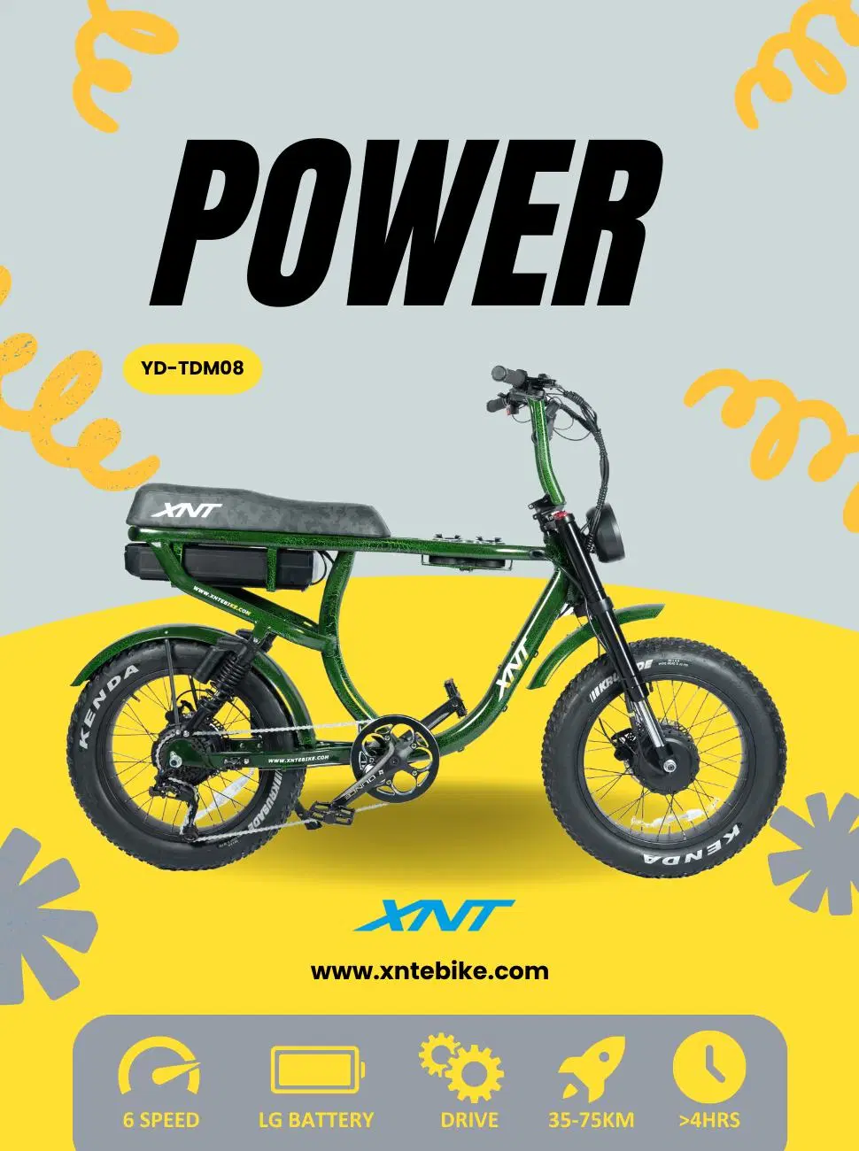 Wholesale 52V 750W Powerful Electric Motor Cycle with 25ah Battery Electric Fat Tire Bike