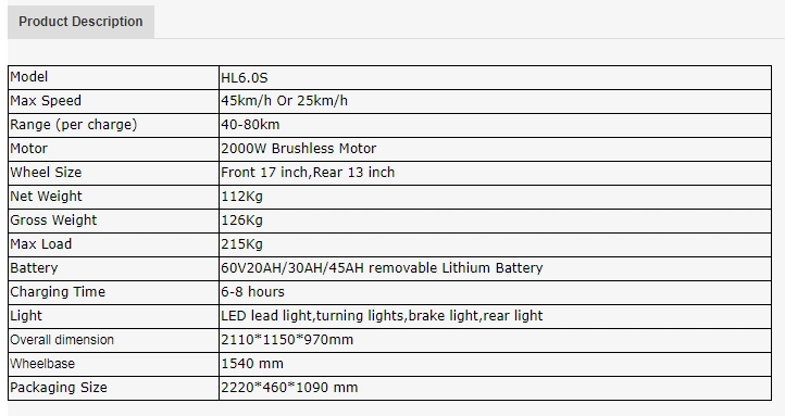 Adult Electric Bike Electric Bicycle E-Scooter Luqi Hl 6.0s