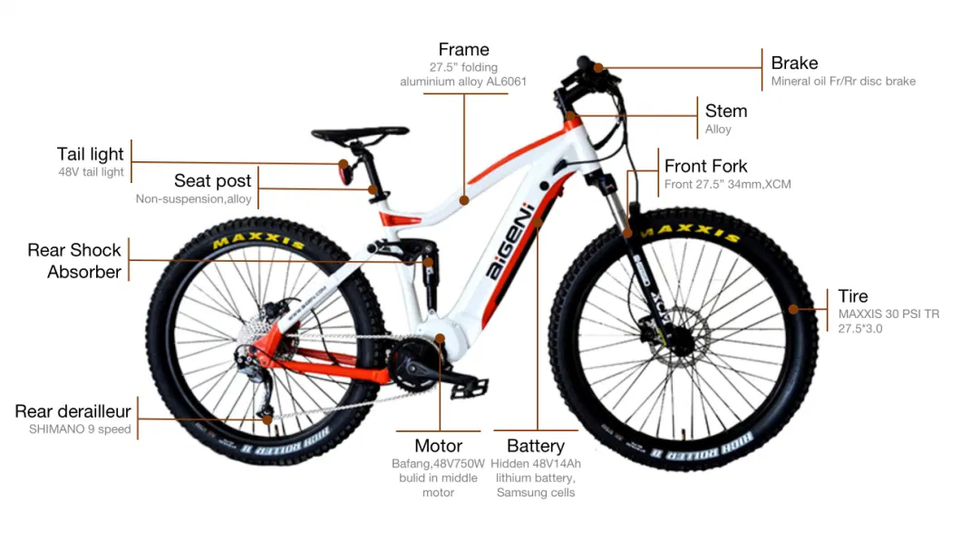 27.5 Inch Hot Sell Suspension Electric Bicycle Fat Tire Ebike MTB