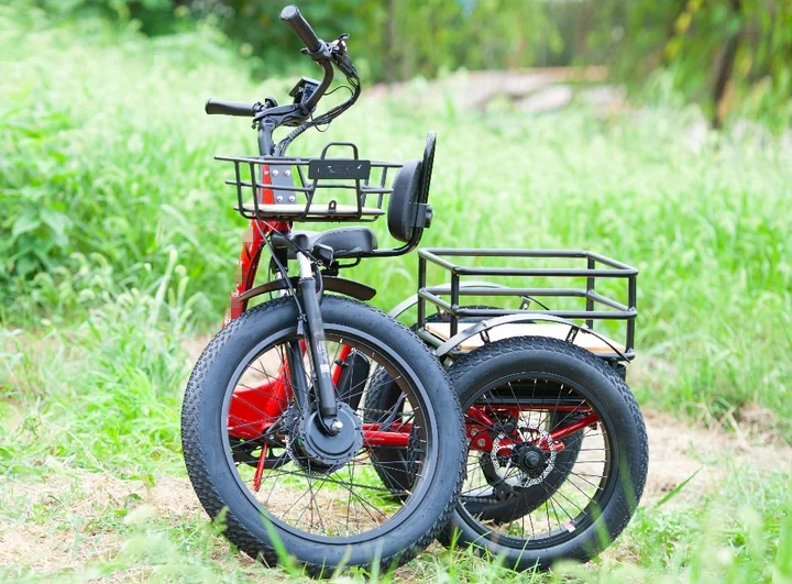 48V/23.2ah Lithium-Ion 4 - 6hours Charging 750W Fat Tire 3 Wheel Cargo Foldable Electric Tricycle