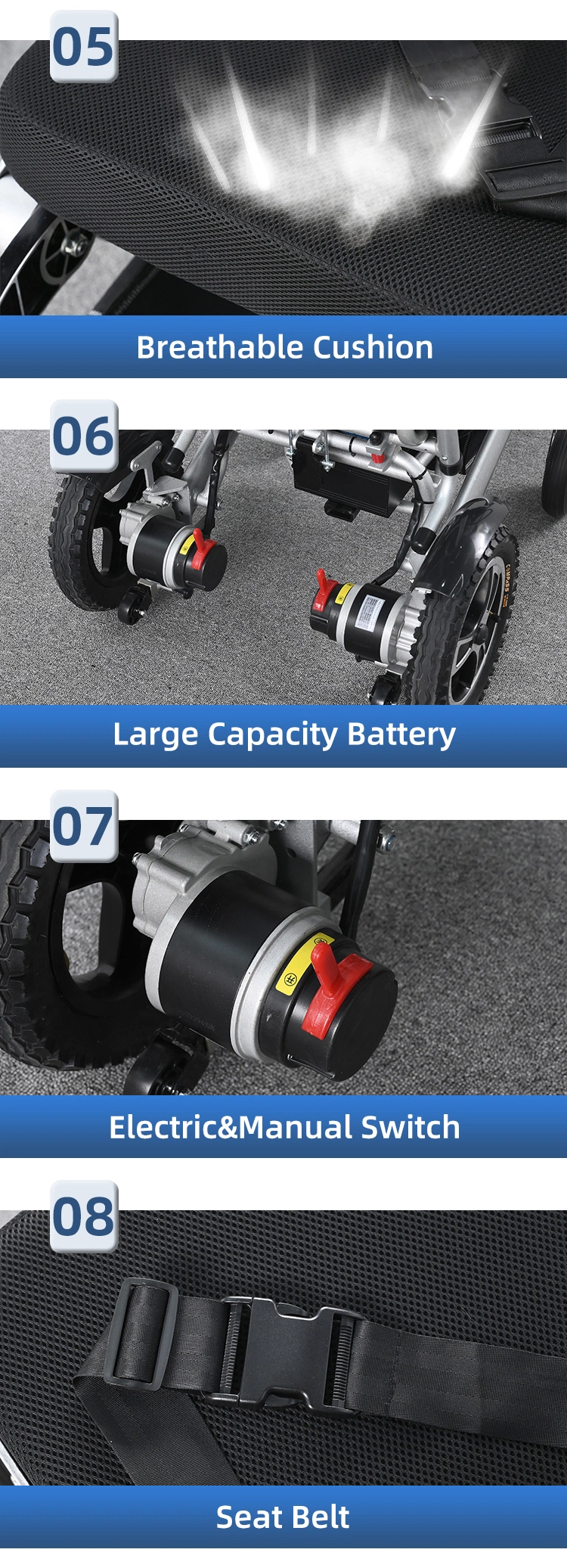 Folding Electric Wheelchair for The Elderly People Disabled Wheelchair