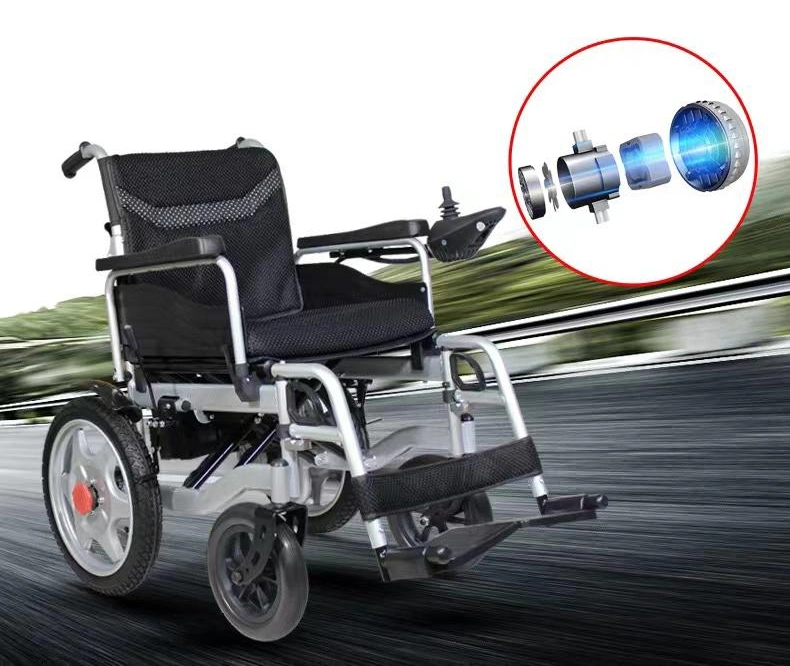 Light Folding Four-Wheel Elderly Walker Electric Wheelchair with Carbon Steel Frame