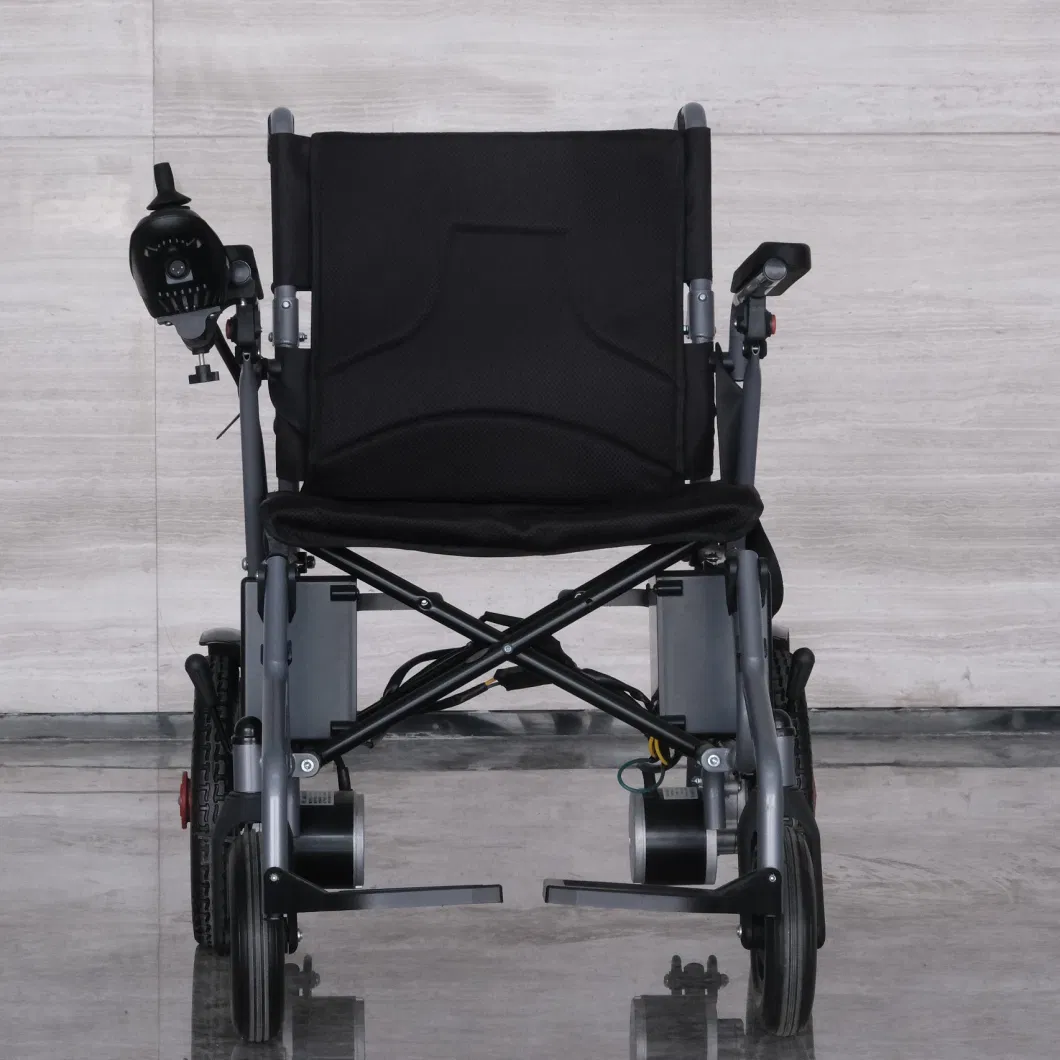 Light Folding Four-Wheel Elderly Walker Electric Wheelchair with Carbon Steel Frame