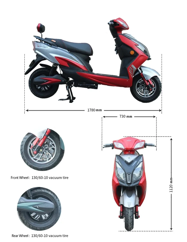 New Arrival High Speed 2 Wheel 1200W 12 Tube Electric Scooter Motorcycle