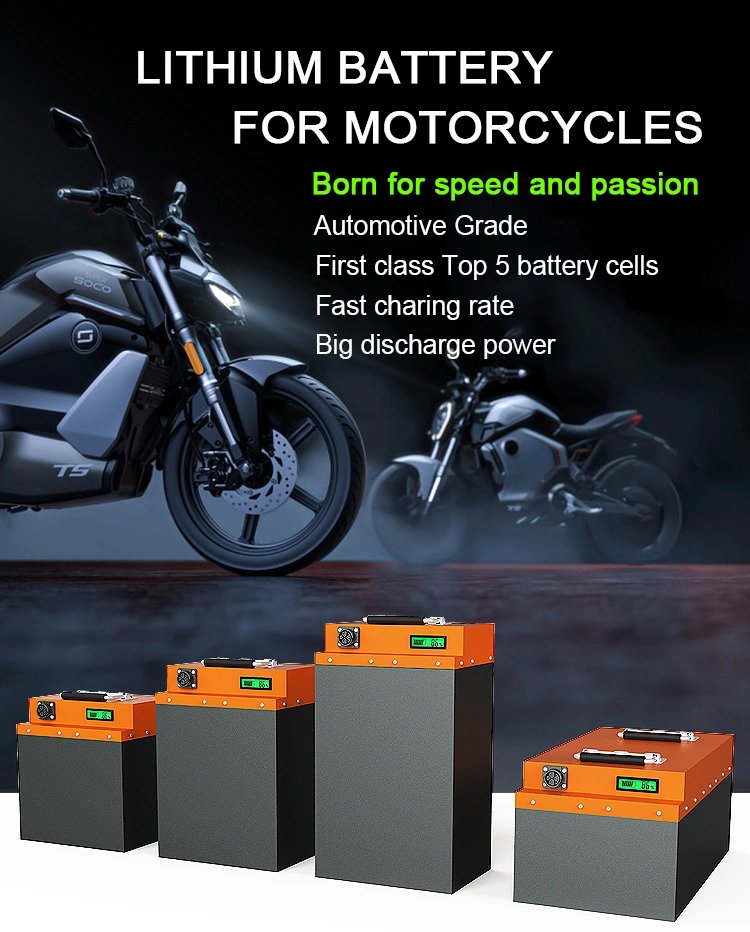 Motor Battery 30ah 60V 1800W 72V 50ah Electric Motorcycle Battery Pack for Electric Vehicle Conversion Kit