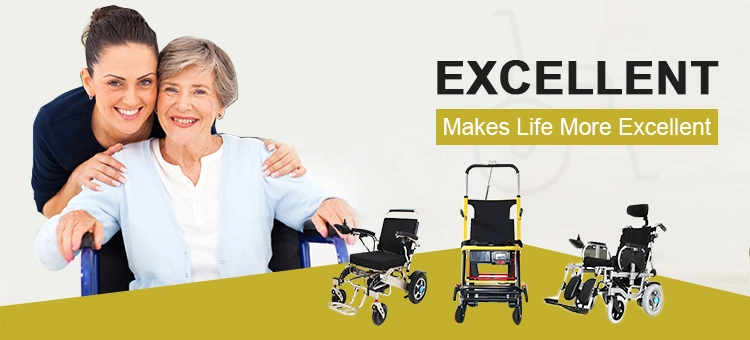 Light Folding Four-Wheel Elderly Walker Electric Wheelchair with Carbon Steel Frame