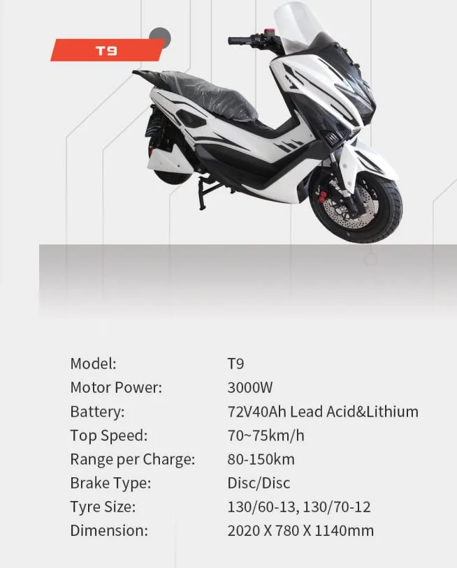 Saige 3000W 72V 32ah 60km/H High Speed Electric Motorcycle