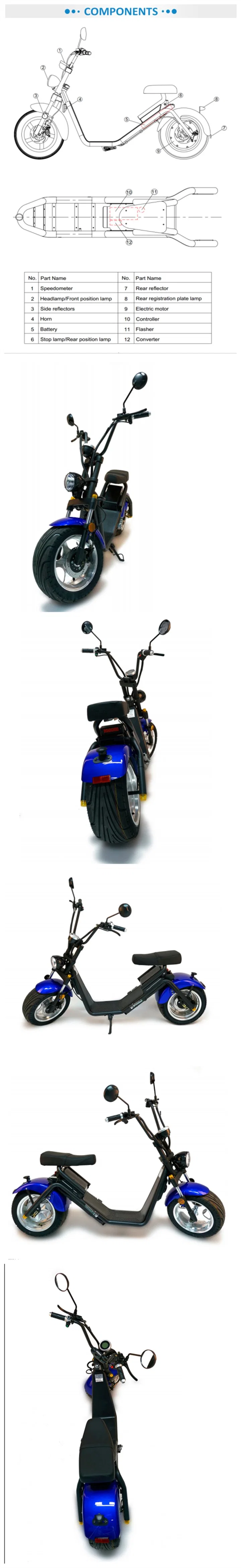 Wholesale Best Buy EEC Fat Tire 2000W Adult Chopper China Adult Electric Scooter Bike Citycoco