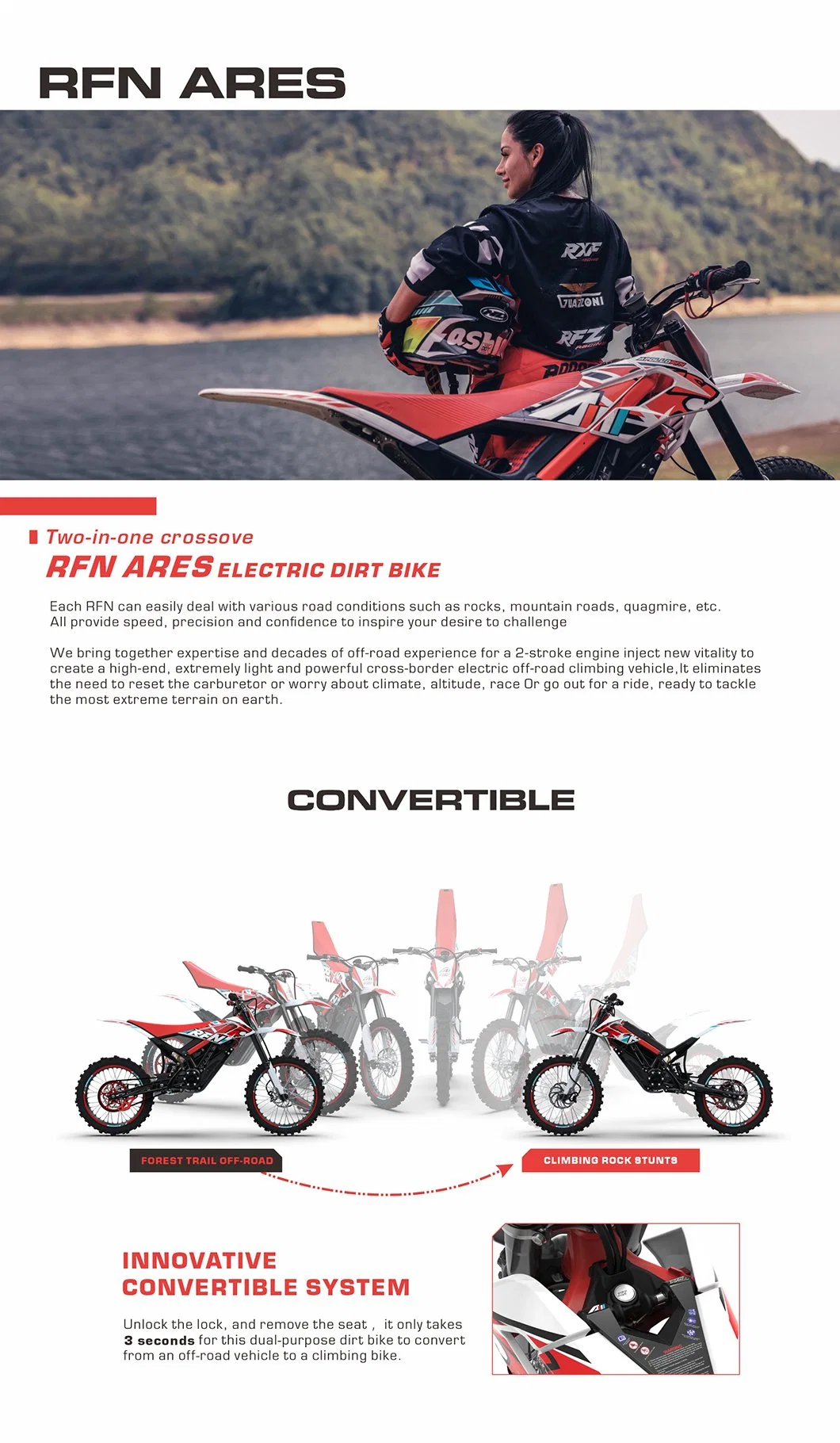 Apollo Rfn Electric Dirt Bike Ares Rally PRO Electric Motorcycle