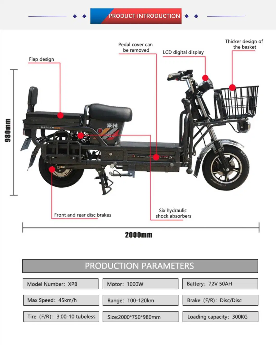 China Best Selling Cheap 1000W 1500W 2000W Electric Bike/Electric Motorcycle for Adult