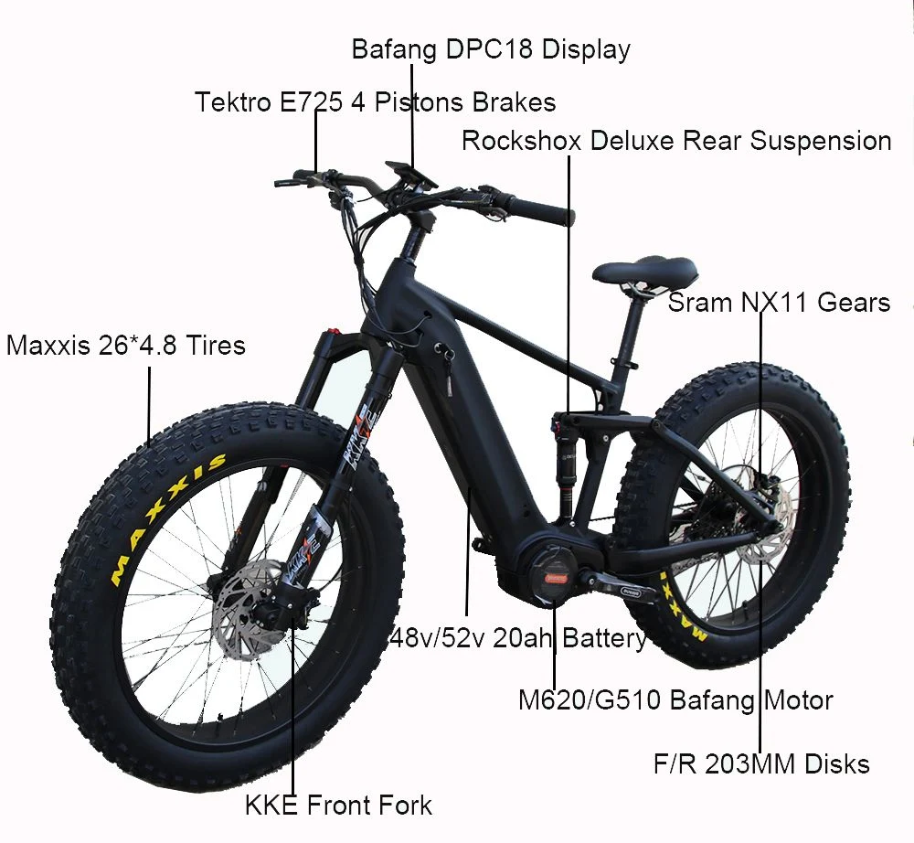 New Fashion Electric Fat Tire Ebike Full Suspension 4.8&prime;&prime; Tyre Mountain Bike