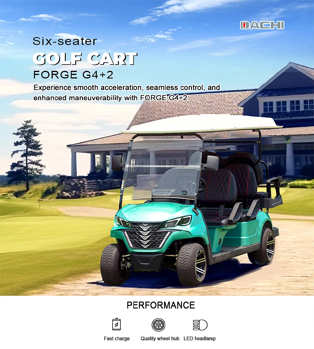 Dachi High Performance Customized Golf Buggy Electric Forge G4+2 Golf Cart Lithium Battery