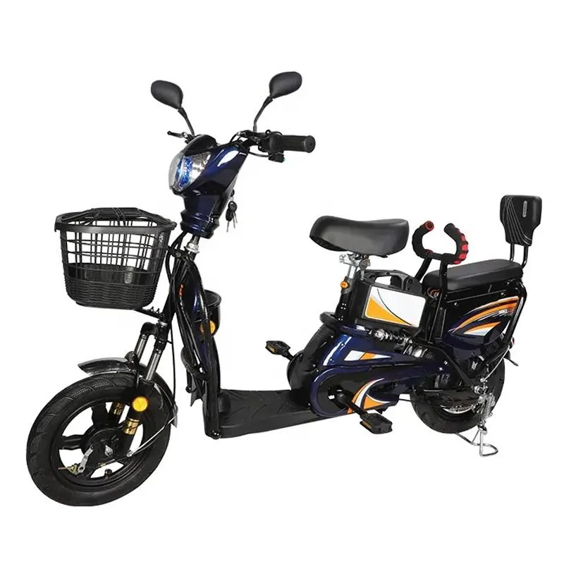 New Adult Electric Bike 35km/H 2 Seats with Basket E Scooter