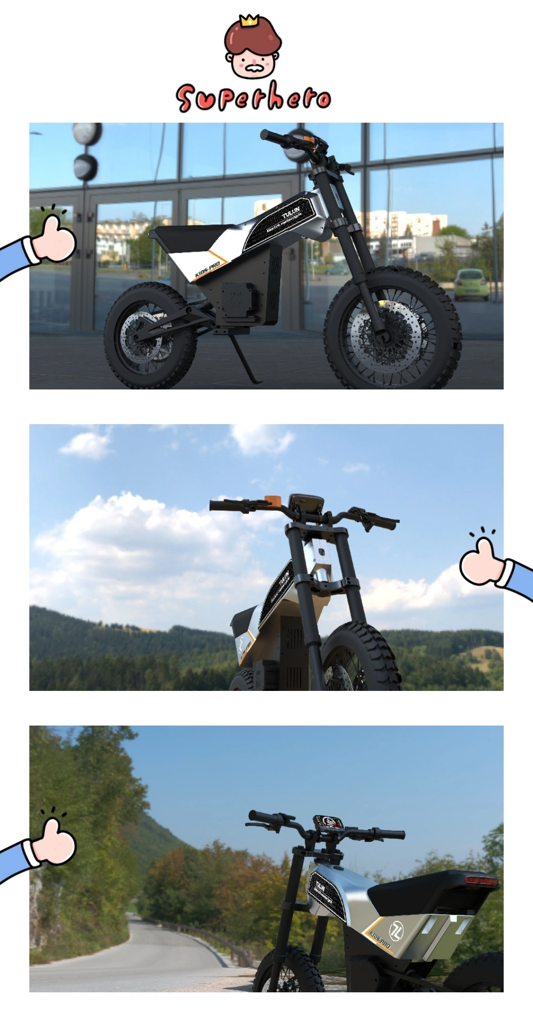 Non Welded Frame Transformable Electrical Motorcycle Electric Dirt Bike 1000W 48V20ah off-Road for Kids Electric Cycle