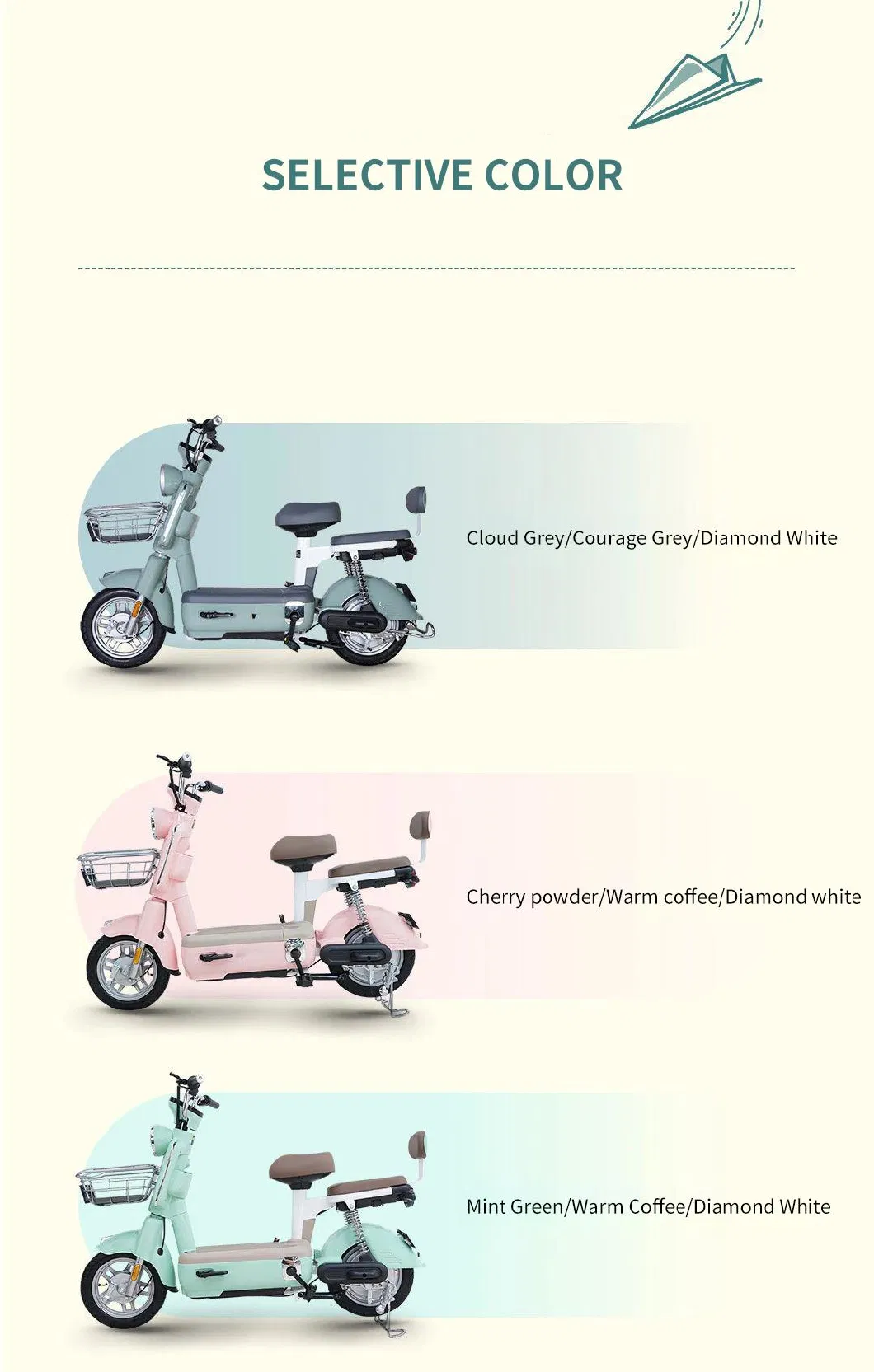 Factory Directly Cheap Brushless Motor 48V 350W Electric Scooter LED Light OEM Frame Battery City Bikes for Adults