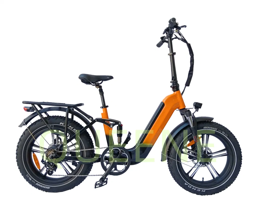 Queene/ 20 Inch Electric Fat Bike Big Power Electric Bicycle Full Suspension E-Bike with Hidden Battery E-Bike