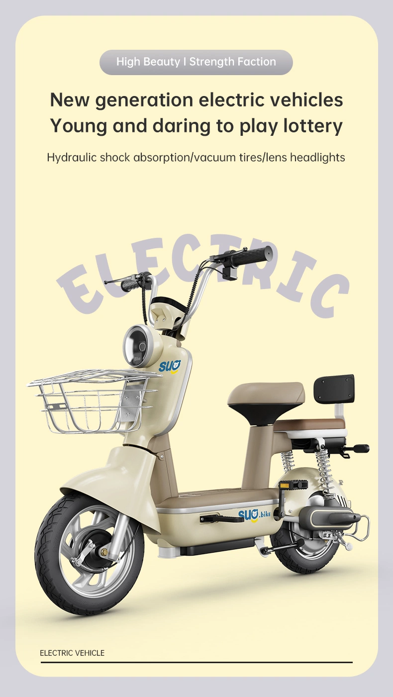 2 Wheel Cheap New 350W 500W 48V Electric Moped Bike with Pedals Electrica Scooter