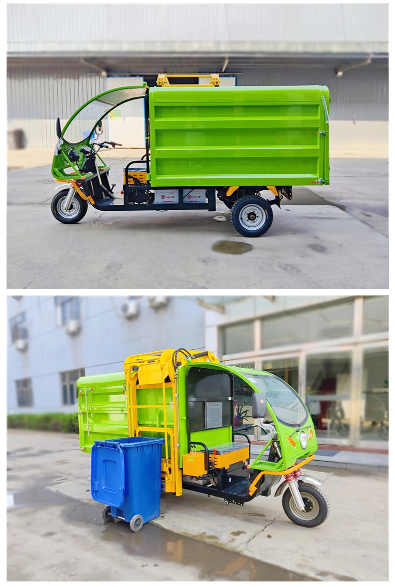 Hydraulic China Factory Rickshaw Adult Passenger Three Wheel Cargo Cleaning Wholesales Water Tank Rubbish Trash Garbage Bin Electric Tricycle