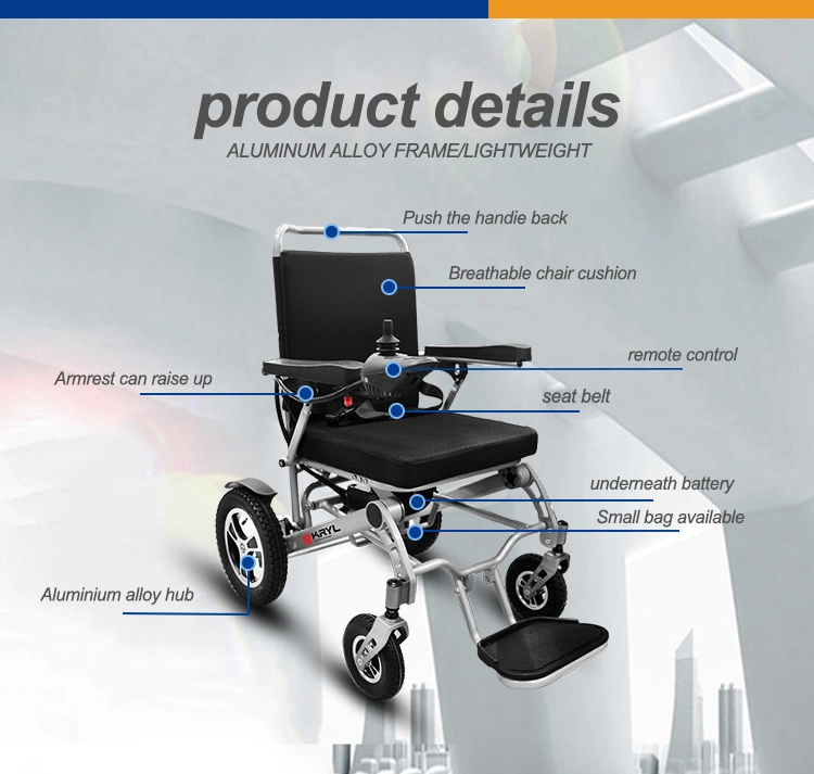 New Folding Aluminum Strong Frame Electric Power Wheelchair Electronmagnetic Brake System Disabled Scooter for Disabled Peoole