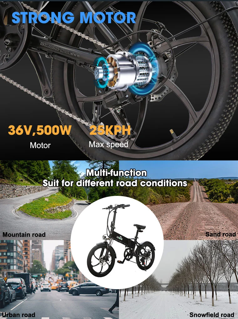 31-60km Folded Mini Motorbike Dirt Ebike Bikes E Foldable Bike Electric Bicycle
