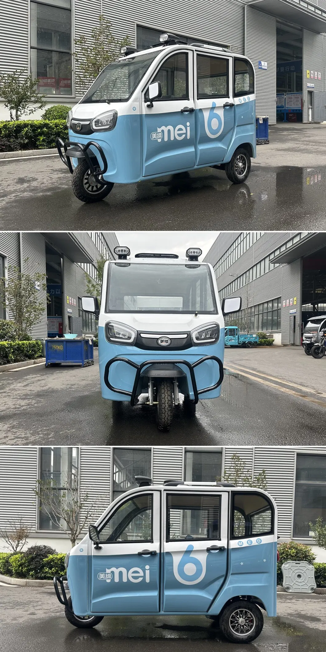 Meidi Cheap Low Speed 35km/H 4 Seats Closed 48V 60V 800W 1000W 1200W Tuk Tuk Rickshaw 3 Wheel Motorcycle Motor Tricycle Mobility Scooter Electric Vehicle