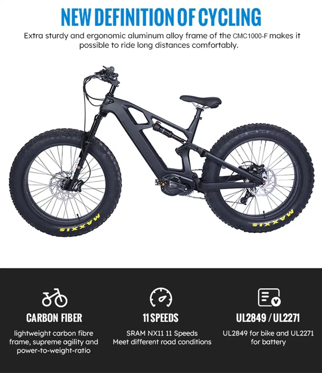 1000W Bafang Ultra M620 MID-Drive Ebike Carbon Fiber Fat Tire Electric Mountain Bike