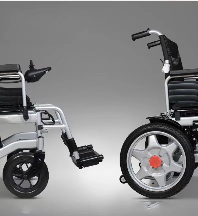 Light Folding Four-Wheel Elderly Walker Electric Wheelchair with Carbon Steel Frame