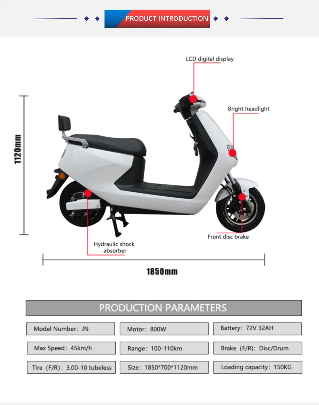 CKD SKD Electric Bike Electric Scooter for Passengers