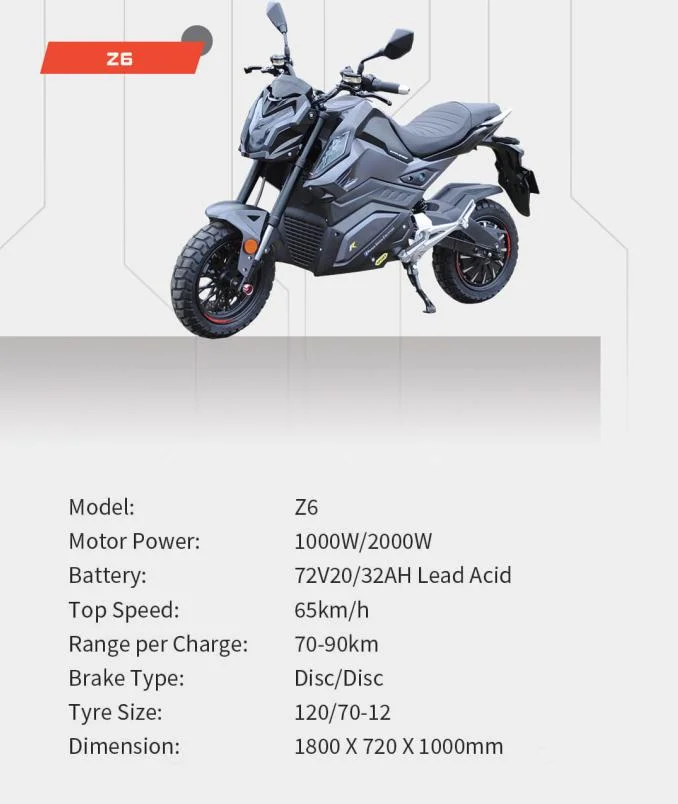 Saige 3000W 72V 32ah 60km/H High Speed Electric Motorcycle