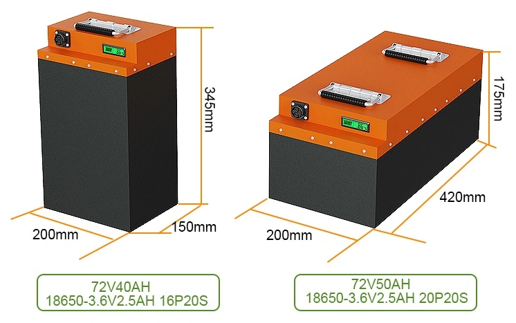 Rechargeable 72V 3000W Motor 60V 40ah 50ah 80ah 100ah Lithium Battery for Motorcycle Tricycle Electric Bike Escooter EV