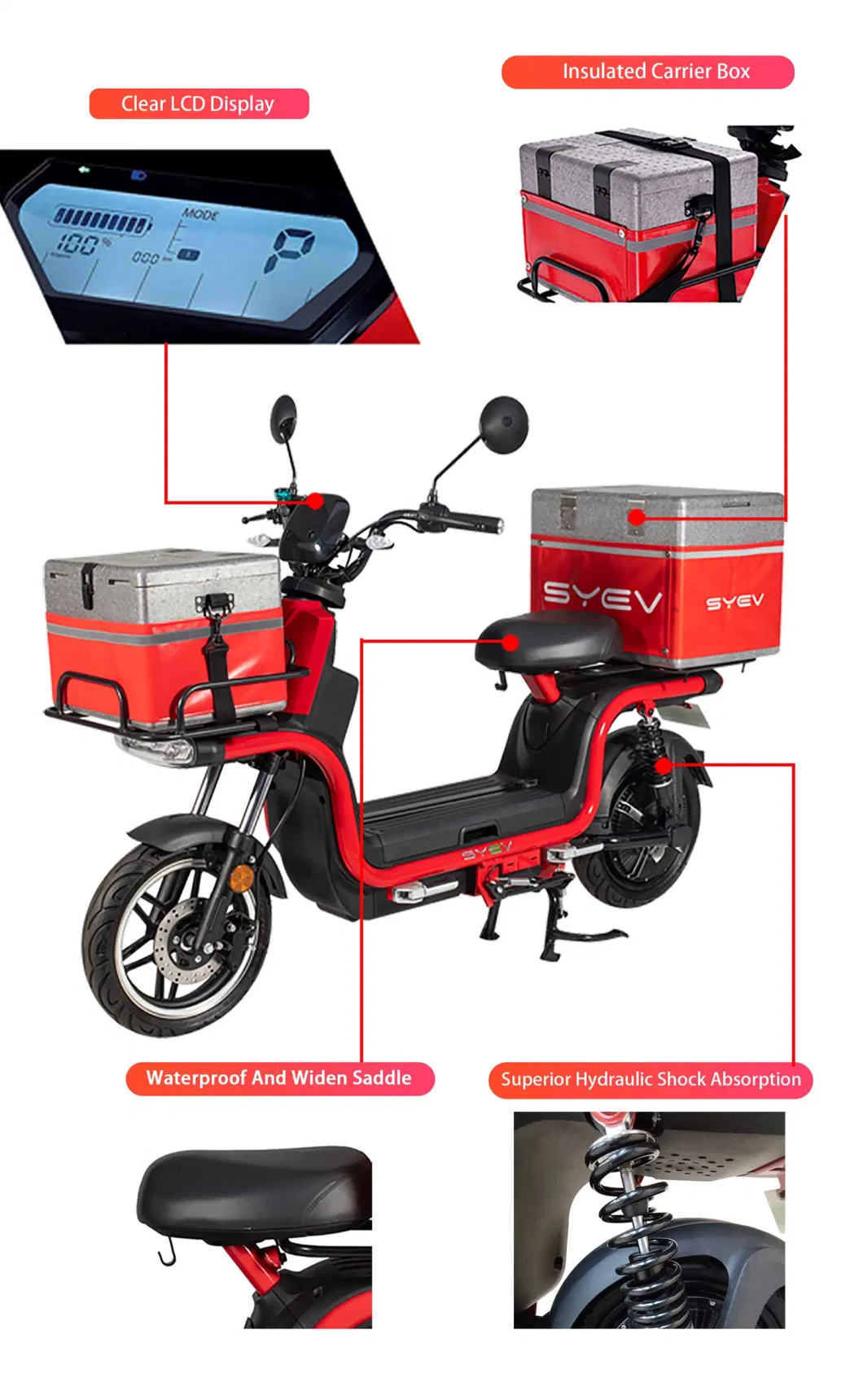 Syev Manufacturer 800W/1200W Electric Cargo Scooter Motorcycle Electric Motorcycle