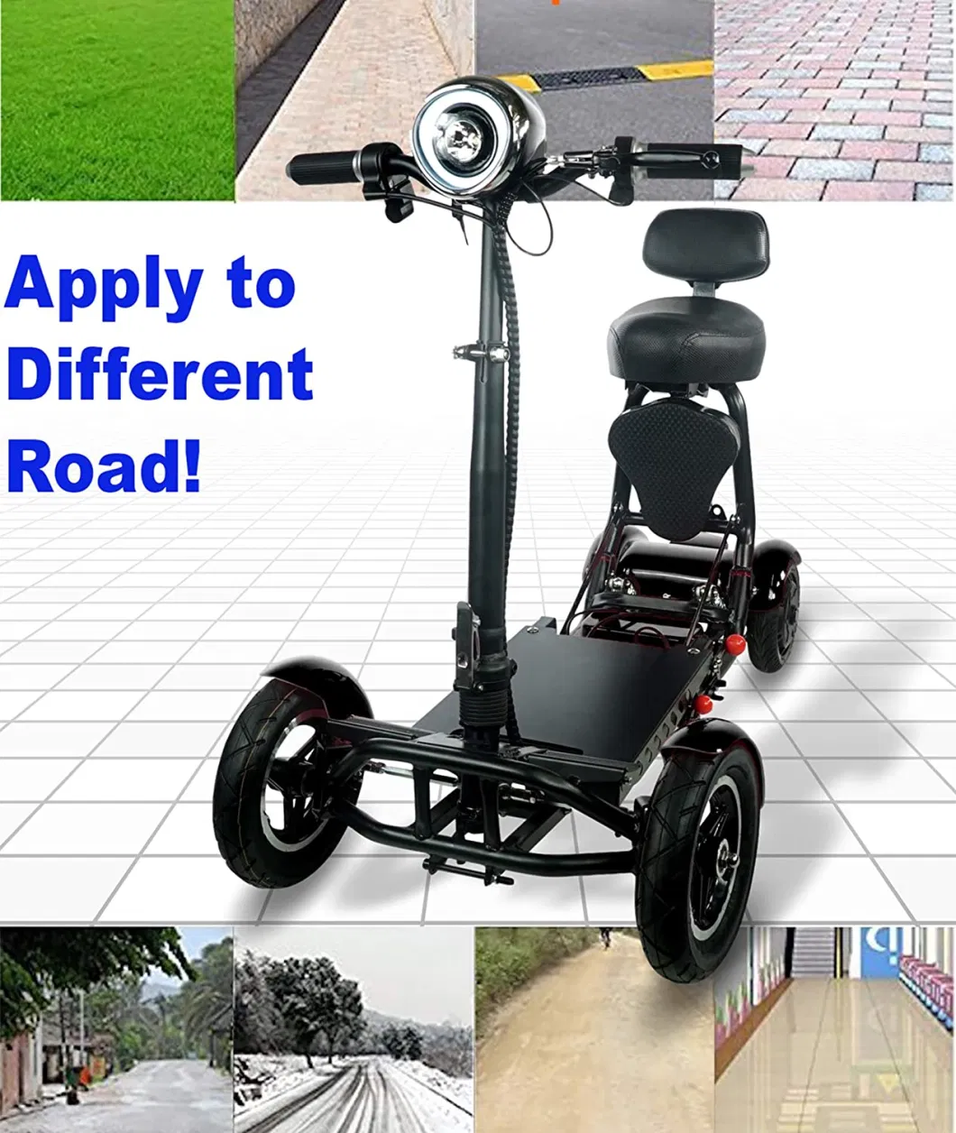 4 Wheel Dual Motor Mobility Folding Electric Scooter Bike for Adult People