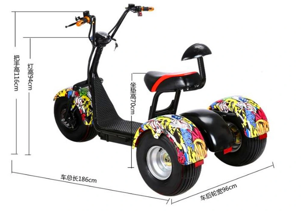 Hot Selling Adult Three Wheel Bicycle Lithium Battery 20ah Scooter Citycoco Electric