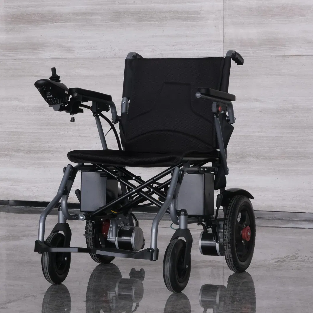 Light Folding Four-Wheel Elderly Walker Electric Wheelchair with Carbon Steel Frame