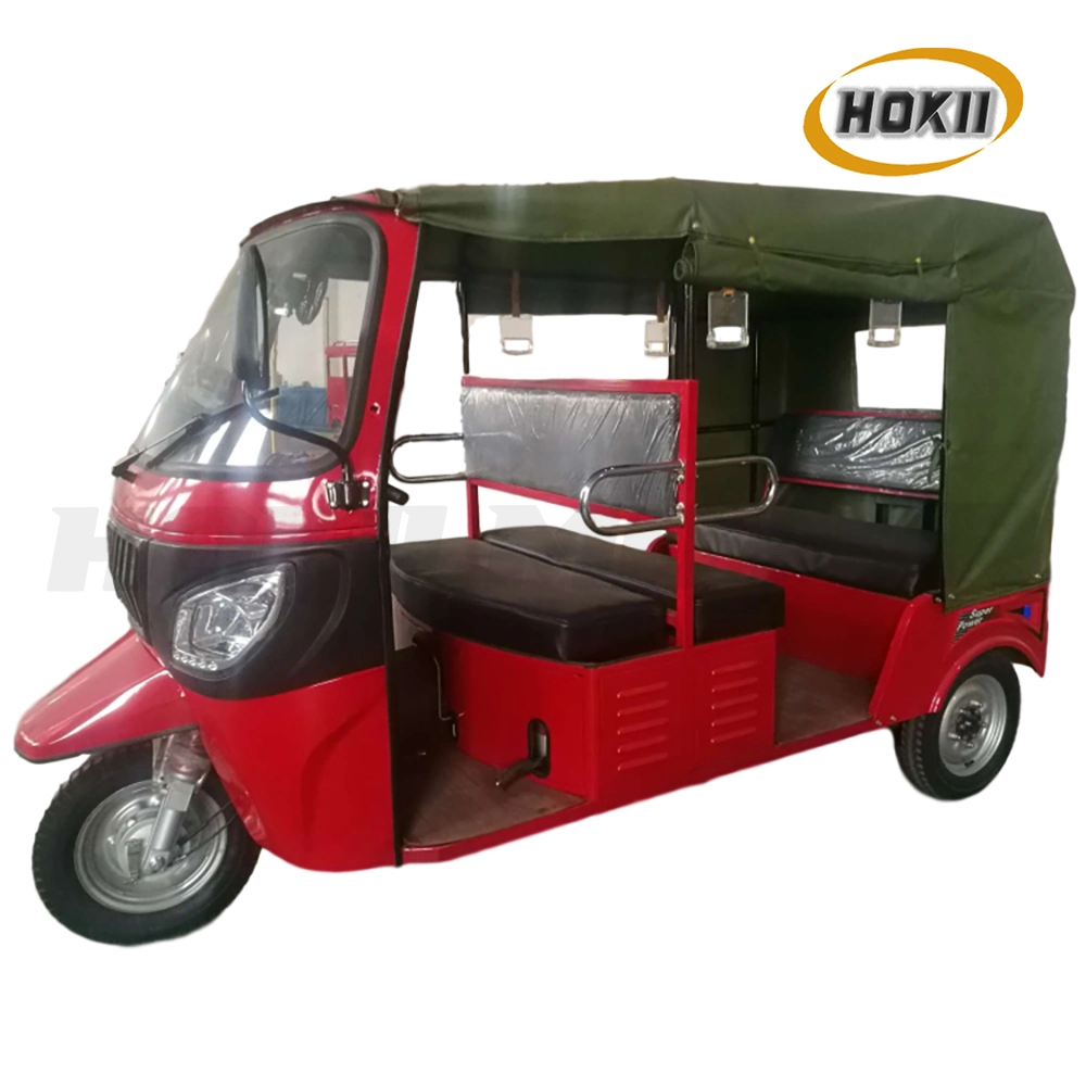 200cc Electric Rickshaw Passenger Tricycle Motos Gasoline Engine 3 Wheel Motorcycle Cargo Tricycle with 4 Seat and Booster Rear Axle for Afrique