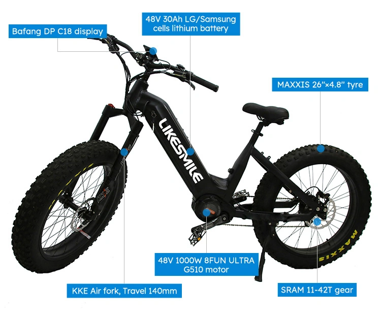 Exclusive Factory Direct Sale: Electric Mountain Bike with 48V 1000W 30ah Specs and Full Suspension
