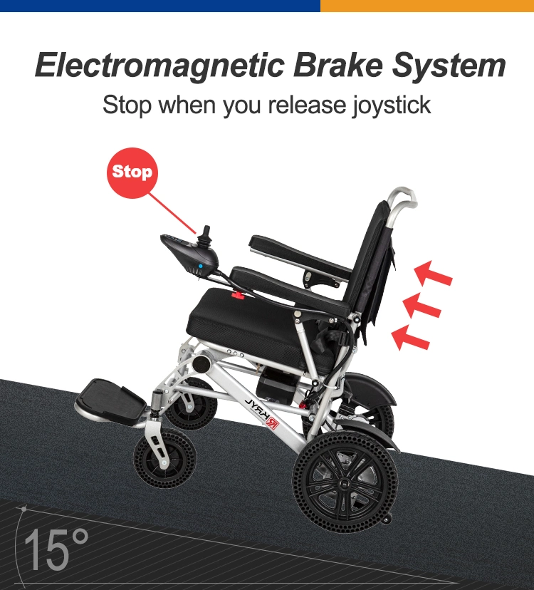 New Folding Aluminum Strong Frame Electric Power Wheelchair Electronmagnetic Brake System Disabled Scooter for Disabled Peoole