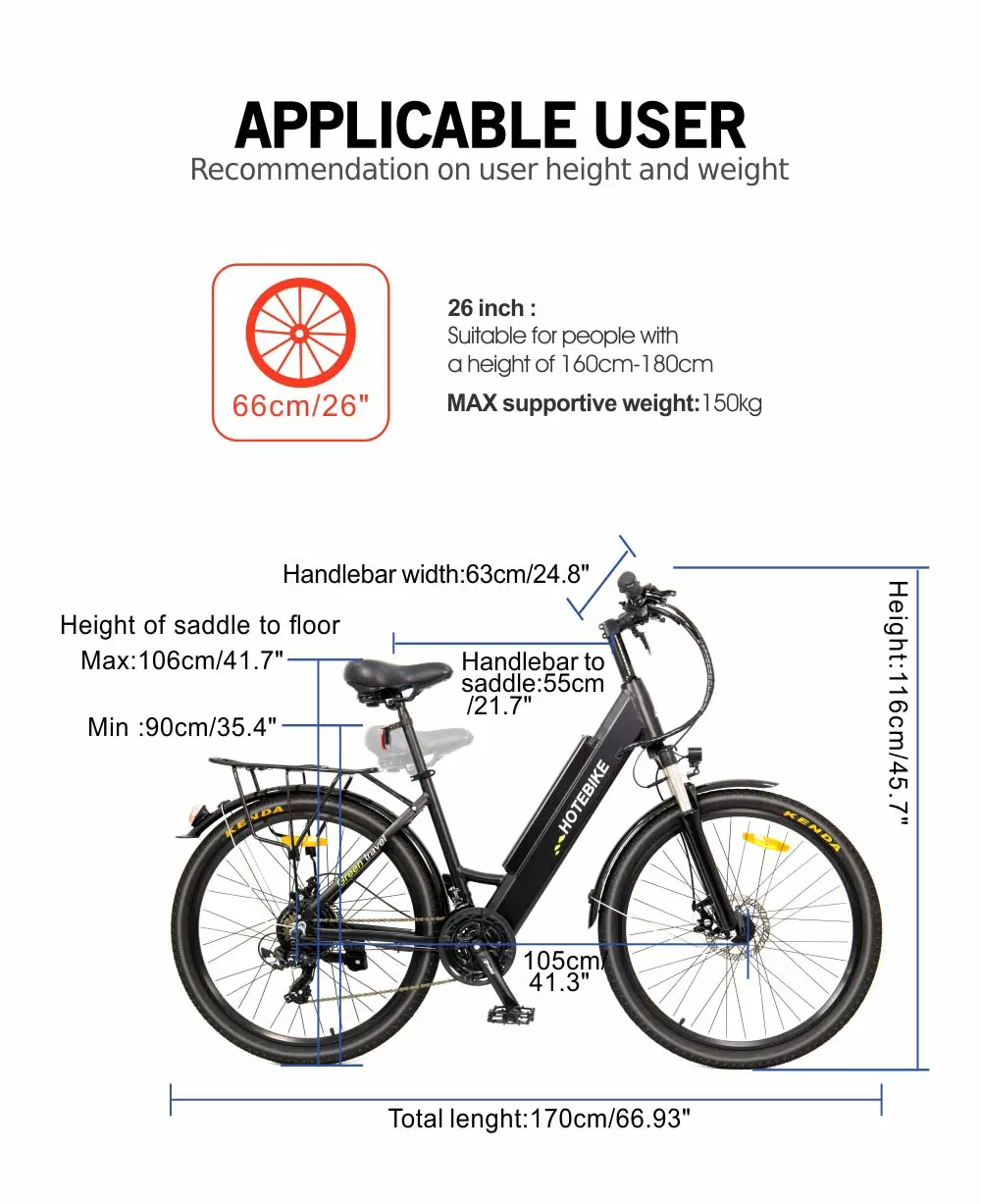 26&quot; High Power Electric Bike 36V/48V 350W/500W/750W