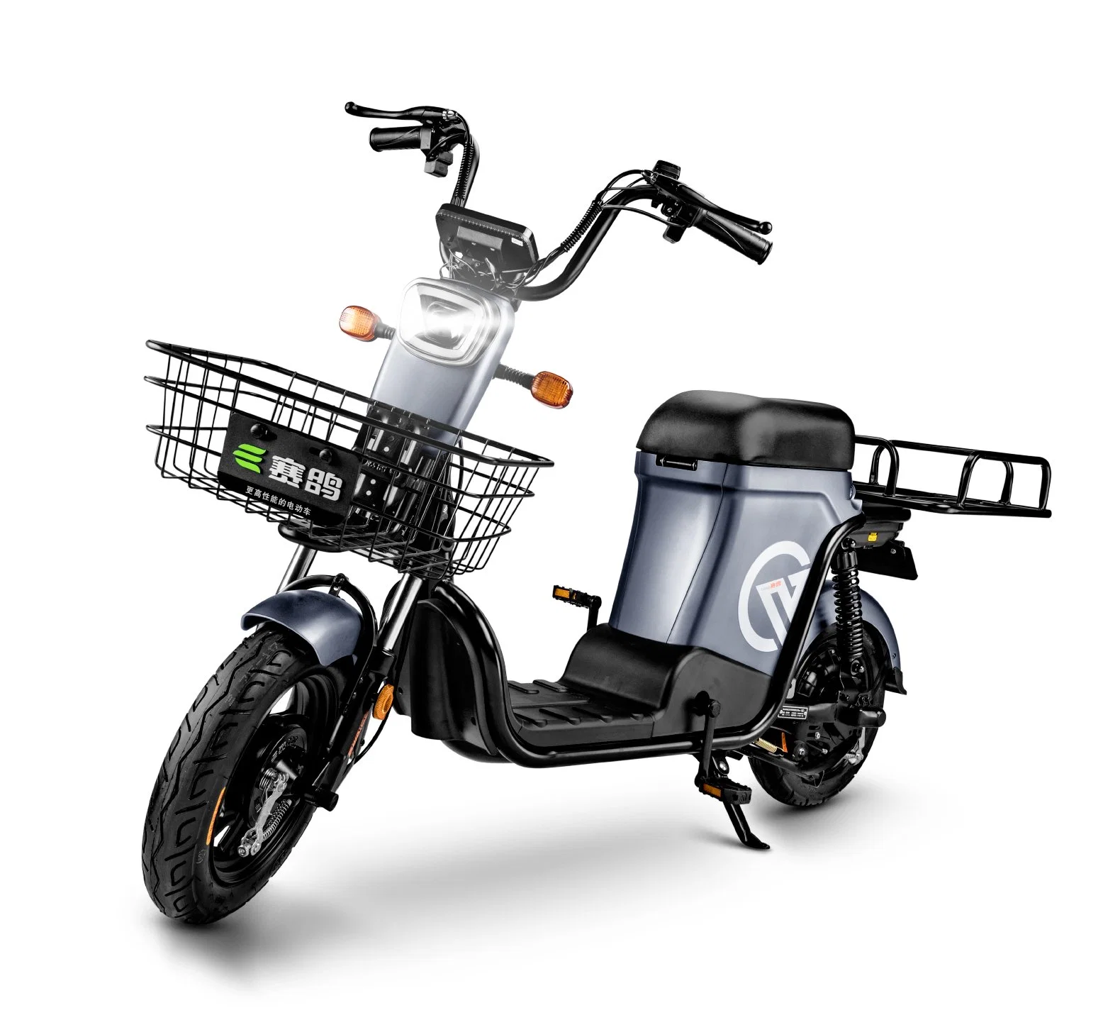 La entrega de Saige bicicleta el&#233;ctrica con el transportista de carga