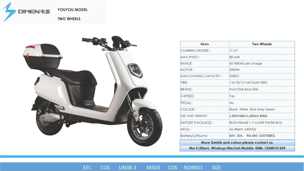 Longger Range Fast Speed High-End EEC Electric Scooter with EEC